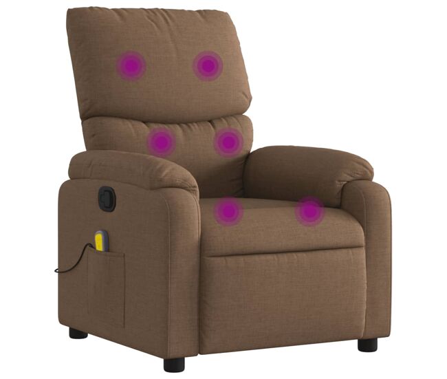 Vidaxl sillón reclinable con masaje de tela marrón