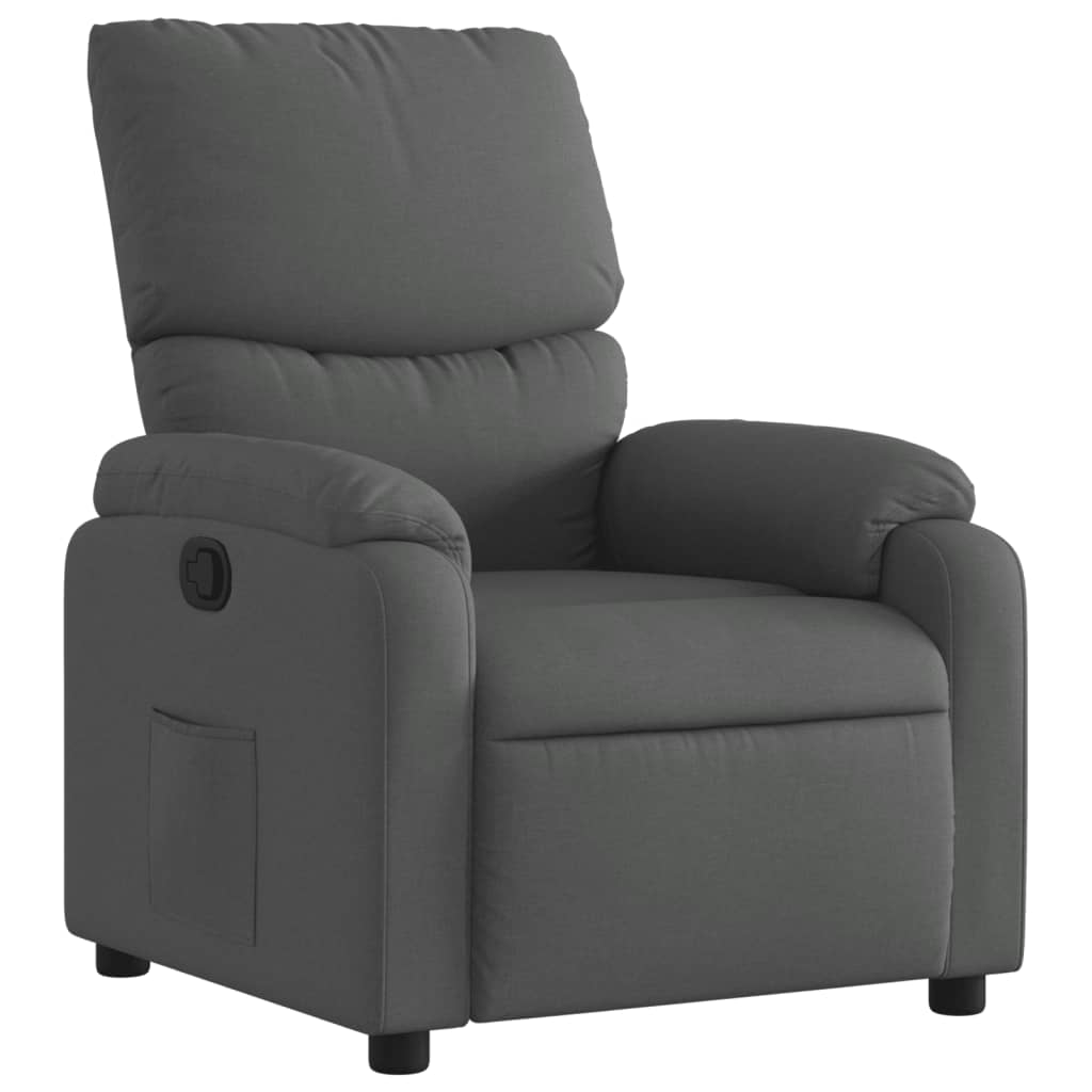 Vidaxl sillón reclinable de tela gris oscuro
