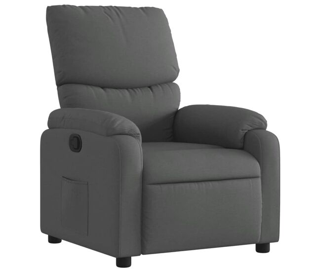 Vidaxl sillón reclinable de tela gris oscuro