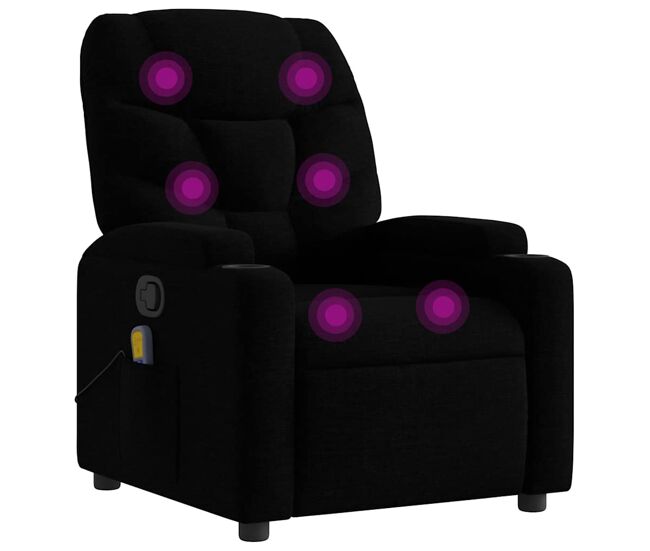 Vidaxl sillón reclinable de masaje de tela negro