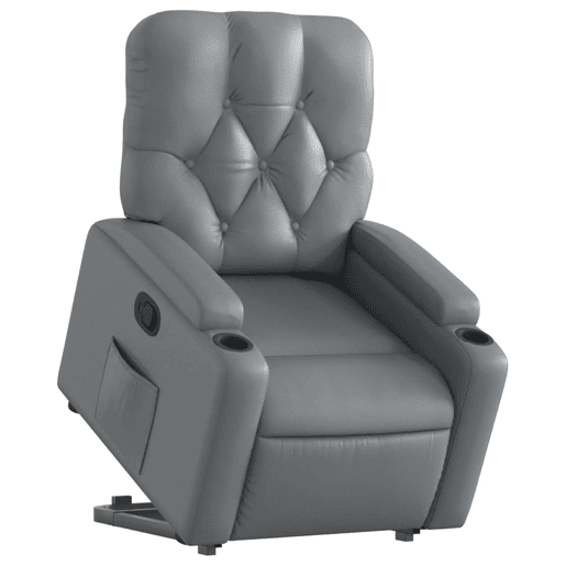 vidaXL Poltrona reclinável elevatória couro artificial cinzento vidaXL Poltrona reclinável elevatória couro artificial cinzento