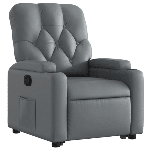 vidaXL Poltrona reclinável elevatória couro artificial cinzento vidaXL Poltrona reclinável elevatória couro artificial cinzento