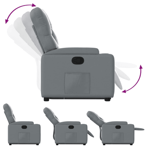 vidaXL Poltrona reclinável elevatória couro artificial cinzento vidaXL Poltrona reclinável elevatória couro artificial cinzento