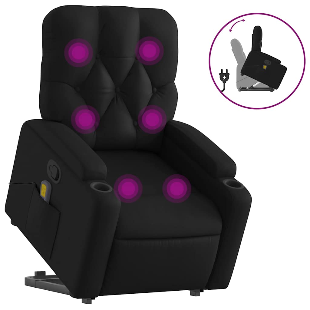 Vidaxl sillón reclinable de masaje de pie cuero artificial negro