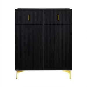 Aparador moderno - 2 portas com prateleiras reguláveis e 2 gavetas - Preto