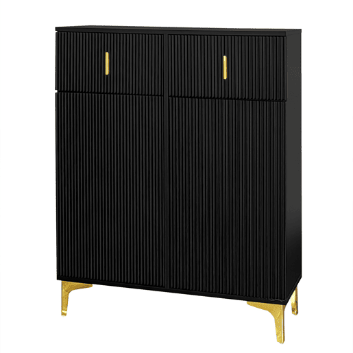 Aparador moderno - 2 portas com prateleiras reguláveis e 2 gavetas - Preto