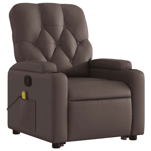 vidaXL Poltrona massagens reclinável elevatória couro artif. castanho vidaXL Poltrona massagens reclinável elevatória couro artif. castanho