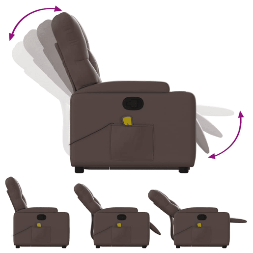 vidaXL Poltrona massagens reclinável elevatória couro artif. castanho vidaXL Poltrona massagens reclinável elevatória couro artif. castanho