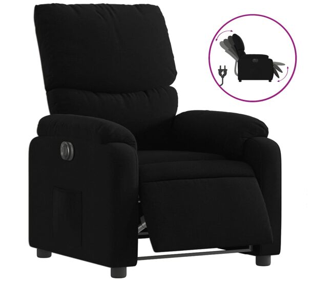 Vidaxl sillón reclinable eléctrico de tela negro