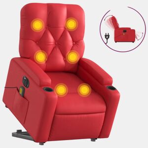 vidaXL Poltrona reclinável elevatória elétrica couro artif. vermelho