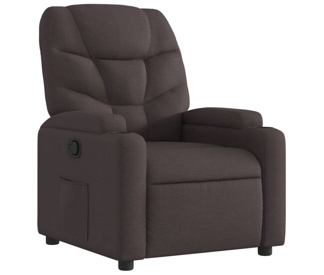 Vidaxl sillón reclinable de tela marrón oscuro