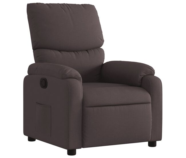Vidaxl sillón reclinable de tela marrón oscuro