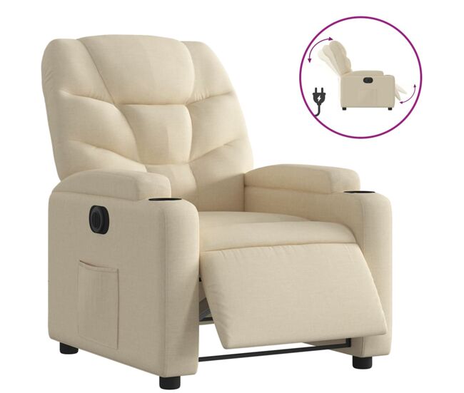 Vidaxl sillón reclinable eléctrico de tela crema