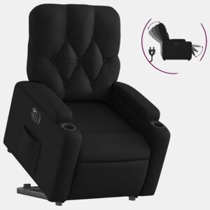 vidaXL Poltrona reclinável elevatória elétrica couro artificial preto