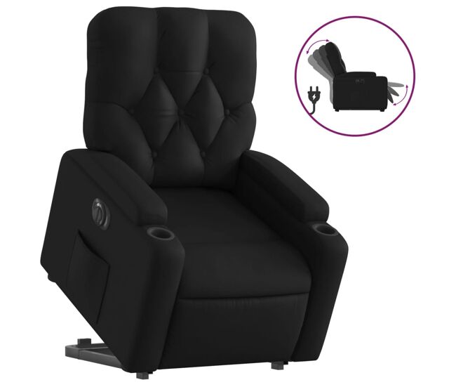 Vidaxl sillón reclinable y elevable eléctrico cuero sintético negro