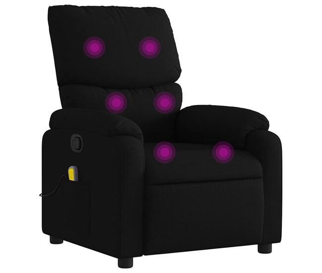 Vidaxl sillón reclinable de masaje de tela negro