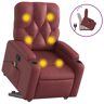 vidaXL Poltrona massagens reclinável couro artificial vermelho tinto