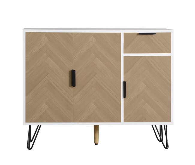 Aparador bajo - 3 puertas y 1 cajón - mdf - natural