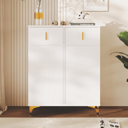 Aparador moderno - 2 portas com prateleiras reguláveis e 2 gavetas - Branco
