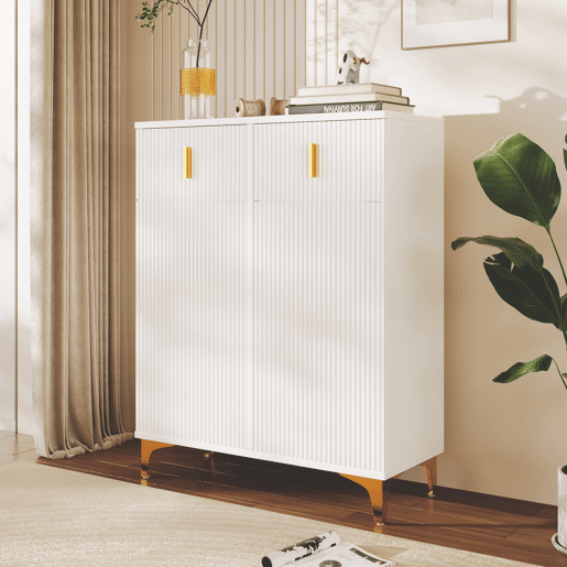 Aparador moderno - 2 portas com prateleiras reguláveis e 2 gavetas - Branco