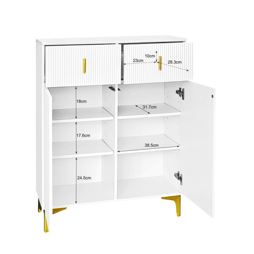 Aparador moderno - 2 portas com prateleiras reguláveis e 2 gavetas - Branco