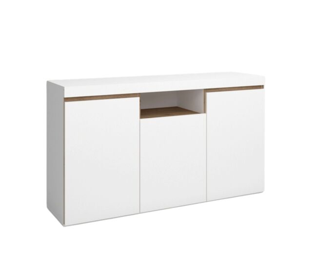 Mueble aparador elis salón blanco mate y roble naturale 81x140x40 cm