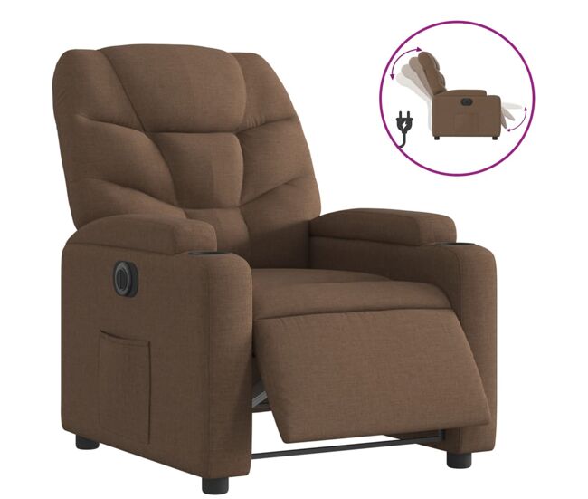 Vidaxl sillón reclinable eléctrico de tela marrón