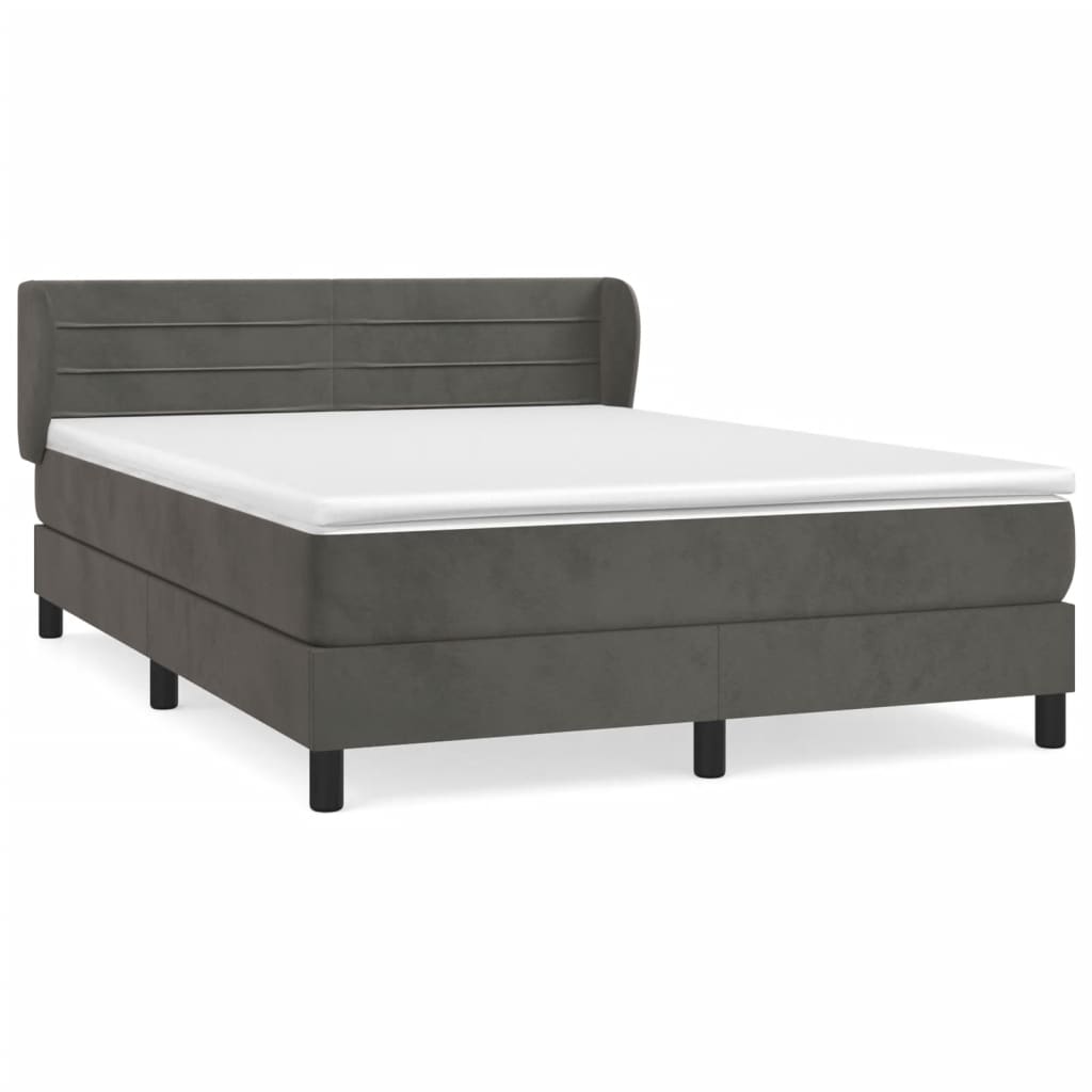 Cama box spring con colchón terciopelo gris oscuro 180x200 cm rayas horizontales