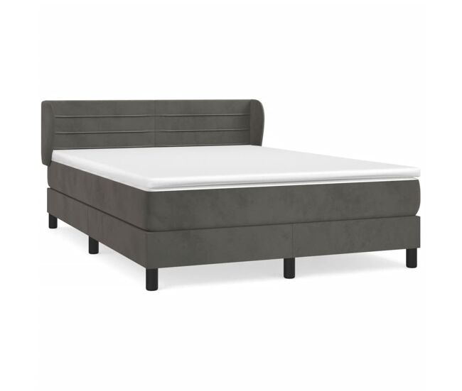 Cama box spring con colchón terciopelo gris oscuro 180x200 cm rayas horizontales