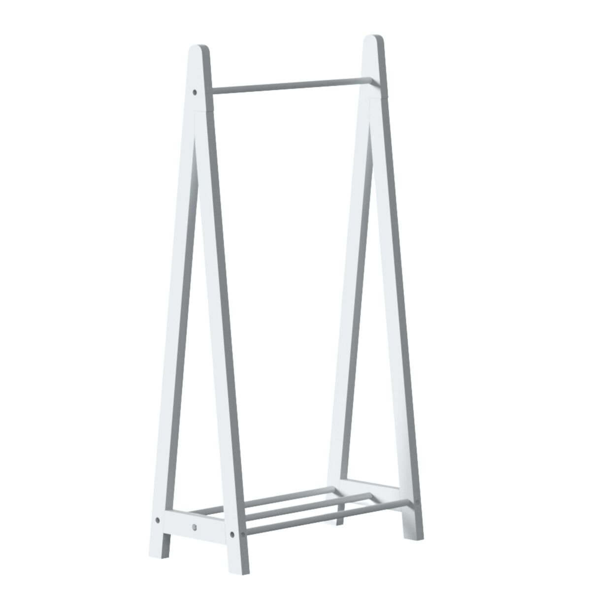 Perchero tipo burro simple estilo contemporáneo en color blanco con 1 barra colgante y 1 estante inferior 60x114x30 cm