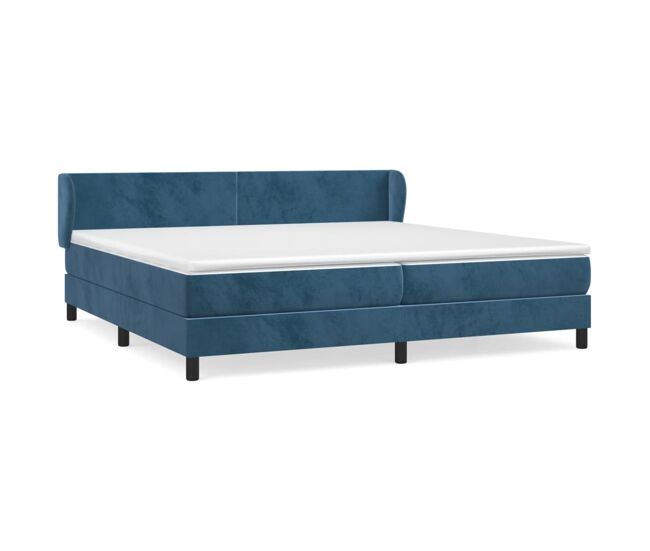 Cama box spring con colchón terciopelo azul oscuro 200x200 cm diseño plano
