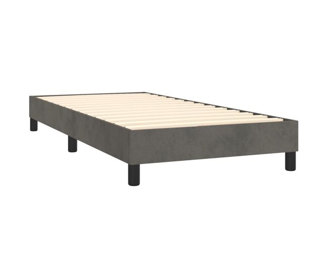 Cama box spring con colchón terciopelo gris oscuro 90x200 cm rayas horizontales