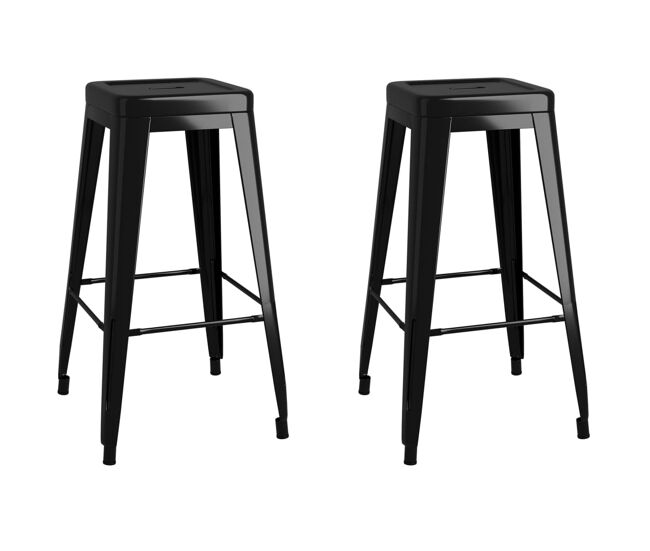 Vidaxl taburetes de bar apilables 2 unidades de metal negro