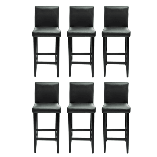 vidaXL Bancos de bar 6 pcs couro artificial preto vidaXL Bancos de bar 6 pcs couro artificial preto