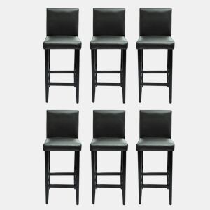 vidaXL Bancos de bar 6 pcs couro artificial preto