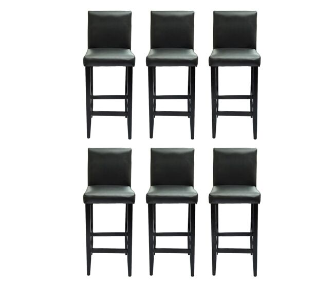 Vidaxl taburetes de bar 6 unidades de cuero artificial negro