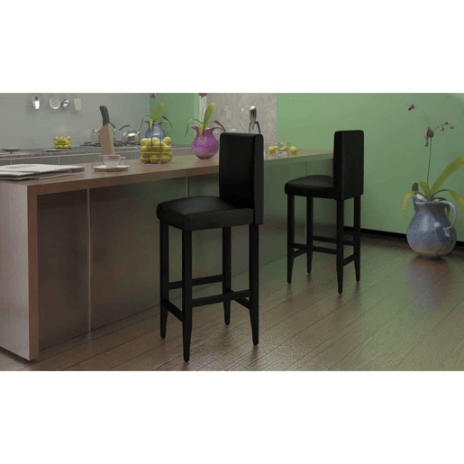 vidaXL Bancos de bar 6 pcs couro artificial preto vidaXL Bancos de bar 6 pcs couro artificial preto