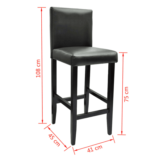 vidaXL Bancos de bar 6 pcs couro artificial preto vidaXL Bancos de bar 6 pcs couro artificial preto
