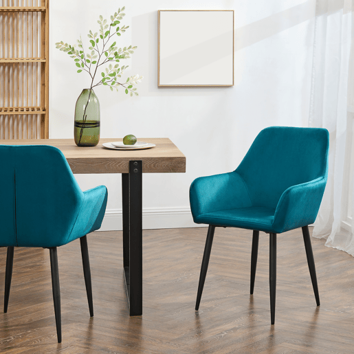 Conjunto de 6 cadeiras de jantar Hollola veludo e aço 86x57x56 cm - Turquesa en.casa Conjunto de 6 cadeiras de jantar Hollola veludo e aço 86x57x56 cm - Turquesa en.casa