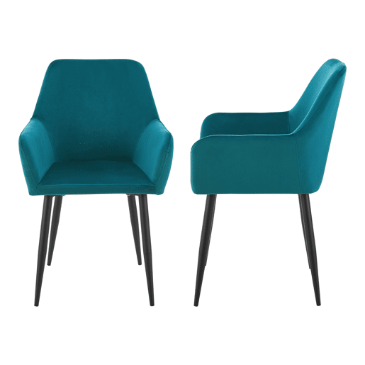 Conjunto de 6 cadeiras de jantar Hollola veludo e aço 86x57x56 cm - Turquesa en.casa Conjunto de 6 cadeiras de jantar Hollola veludo e aço 86x57x56 cm - Turquesa en.casa
