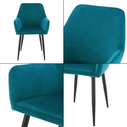 Conjunto de 6 cadeiras de jantar Hollola veludo e aço 86x57x56 cm - Turquesa en.casa Conjunto de 6 cadeiras de jantar Hollola veludo e aço 86x57x56 cm - Turquesa en.casa