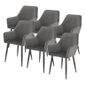 Conjunto de 6 cadeiras de jantar Hollola veludo e aço 86x57x56 cm - Cinzento escuro en.casa