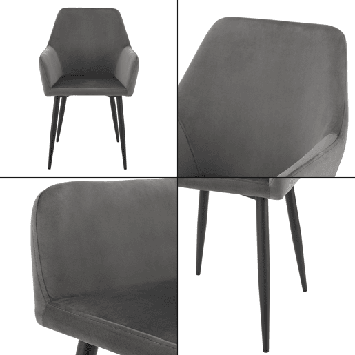 Conjunto de 6 cadeiras de jantar Hollola veludo e aço 86x57x56 cm - Cinzento escuro en.casa