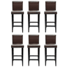 vidaXL Bancos de bar 6 pcs couro artificial castanho-escuro