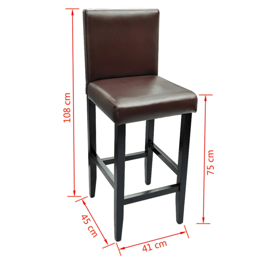 vidaXL Bancos de bar 6 pcs couro artificial castanho-escuro vidaXL Bancos de bar 6 pcs couro artificial castanho-escuro