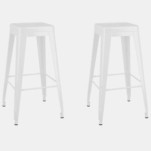 vidaXL Bancos de bar empilháveis 2 pcs metal branco