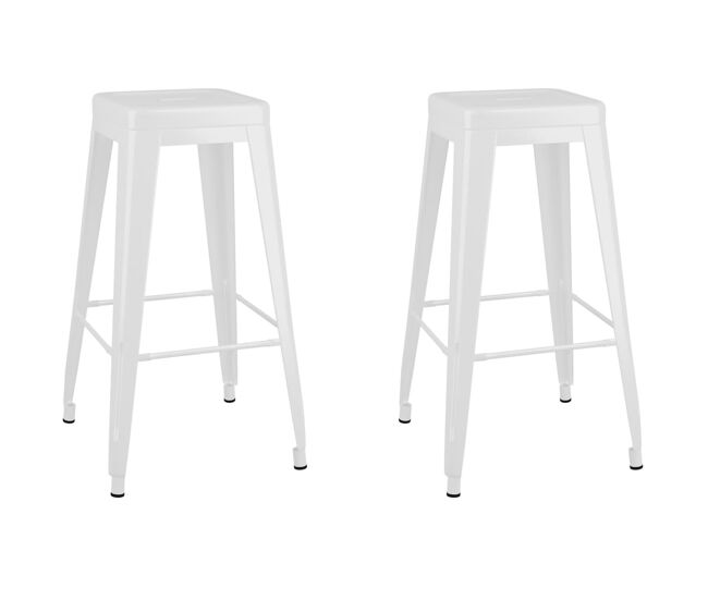 Vidaxl taburetes de bar apilables 2 unidades de metal blanco