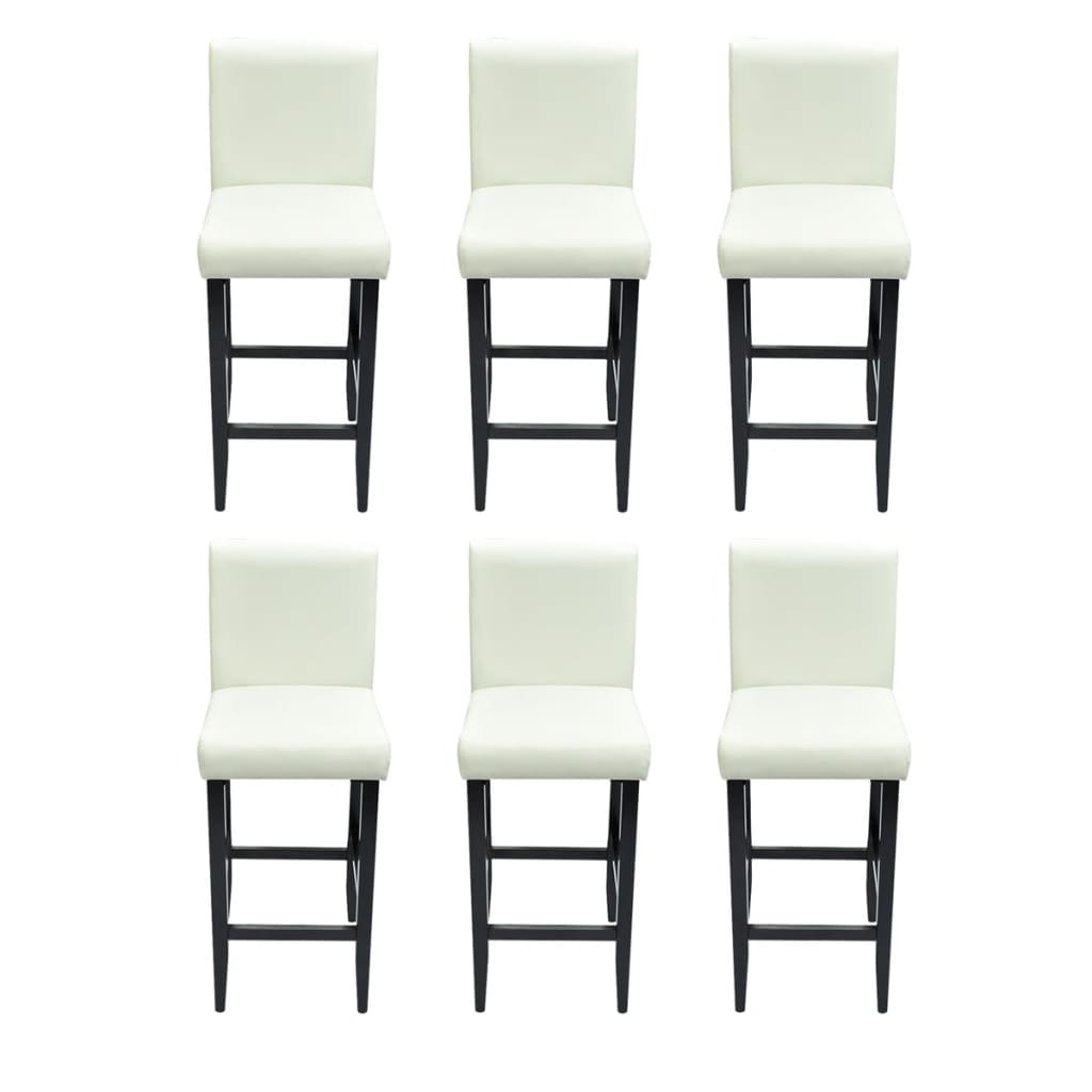 Vidaxl taburetes de cocina 6 unidades cuero artificial blanco