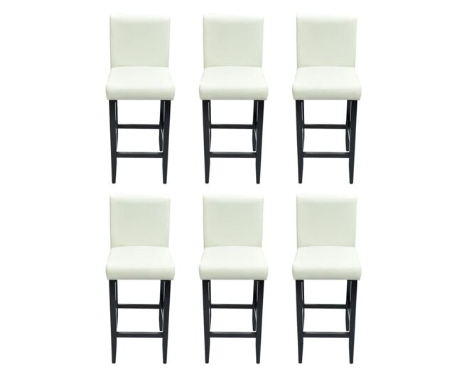 Vidaxl taburetes de cocina 6 unidades cuero artificial blanco