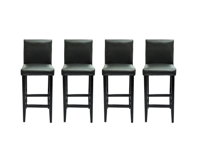 Vidaxl taburetes de cocina 4 unidades cuero artificial negro